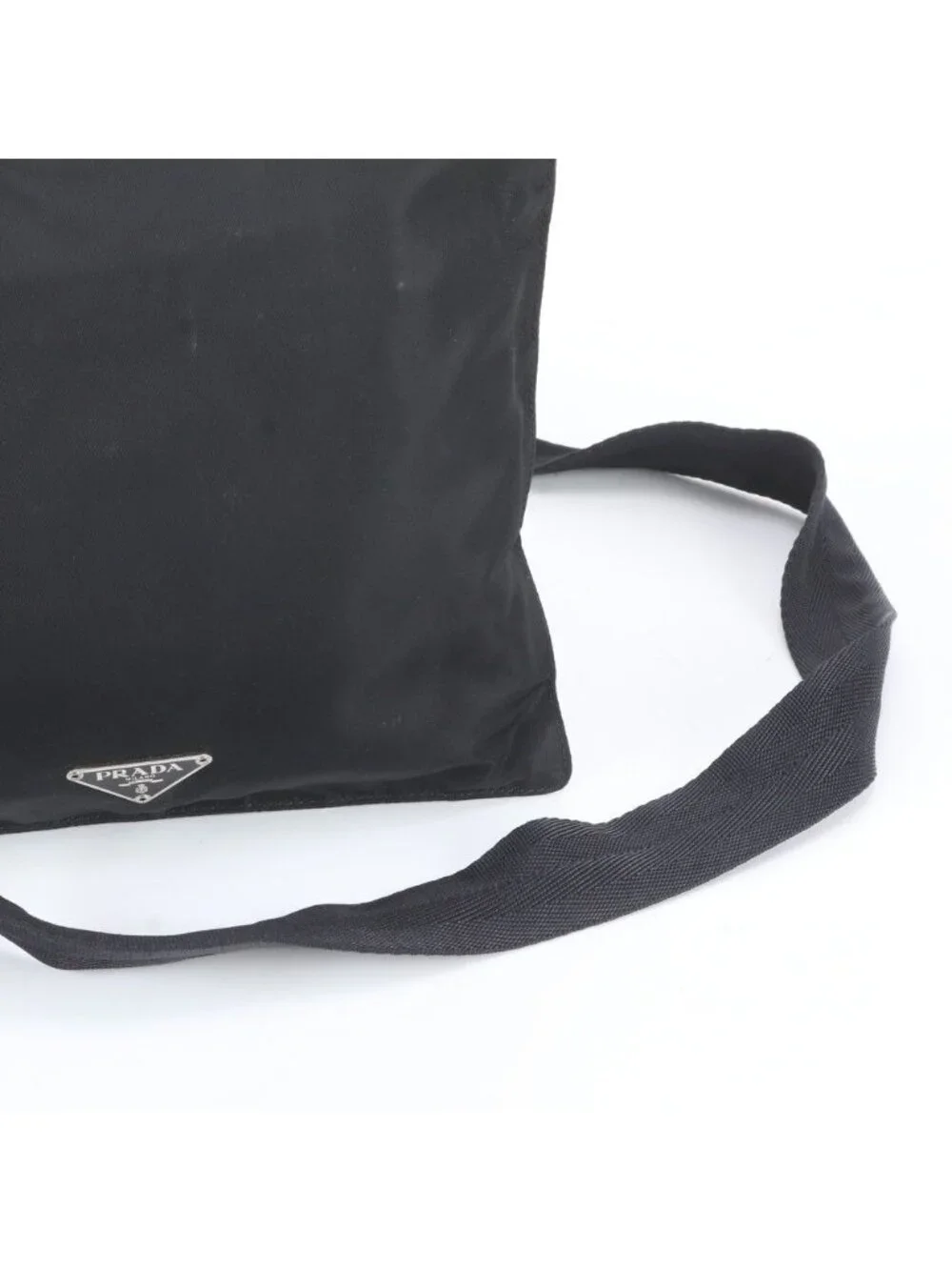 Prada White Tessuto Nylon Triangle Logo Leather Shoulder Bag Crossbody Messenger